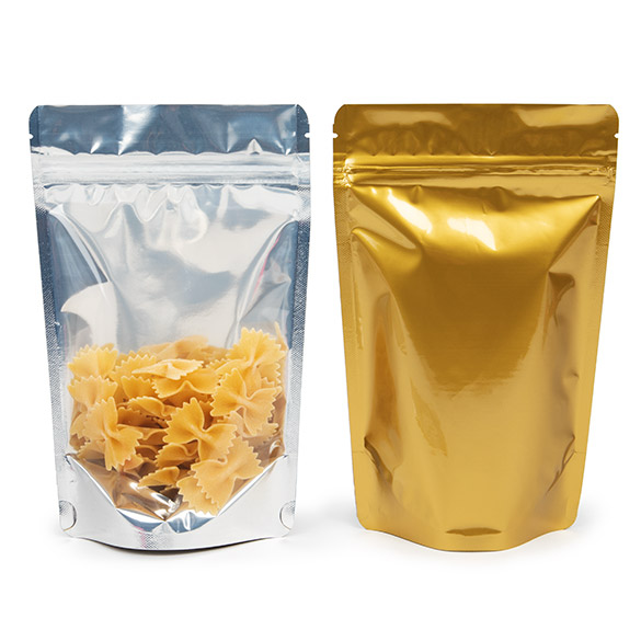 Buste doypack trasparenti/oro 13x7x20.5cm | 113 grammi (100 pezzi) [ZBGG3]