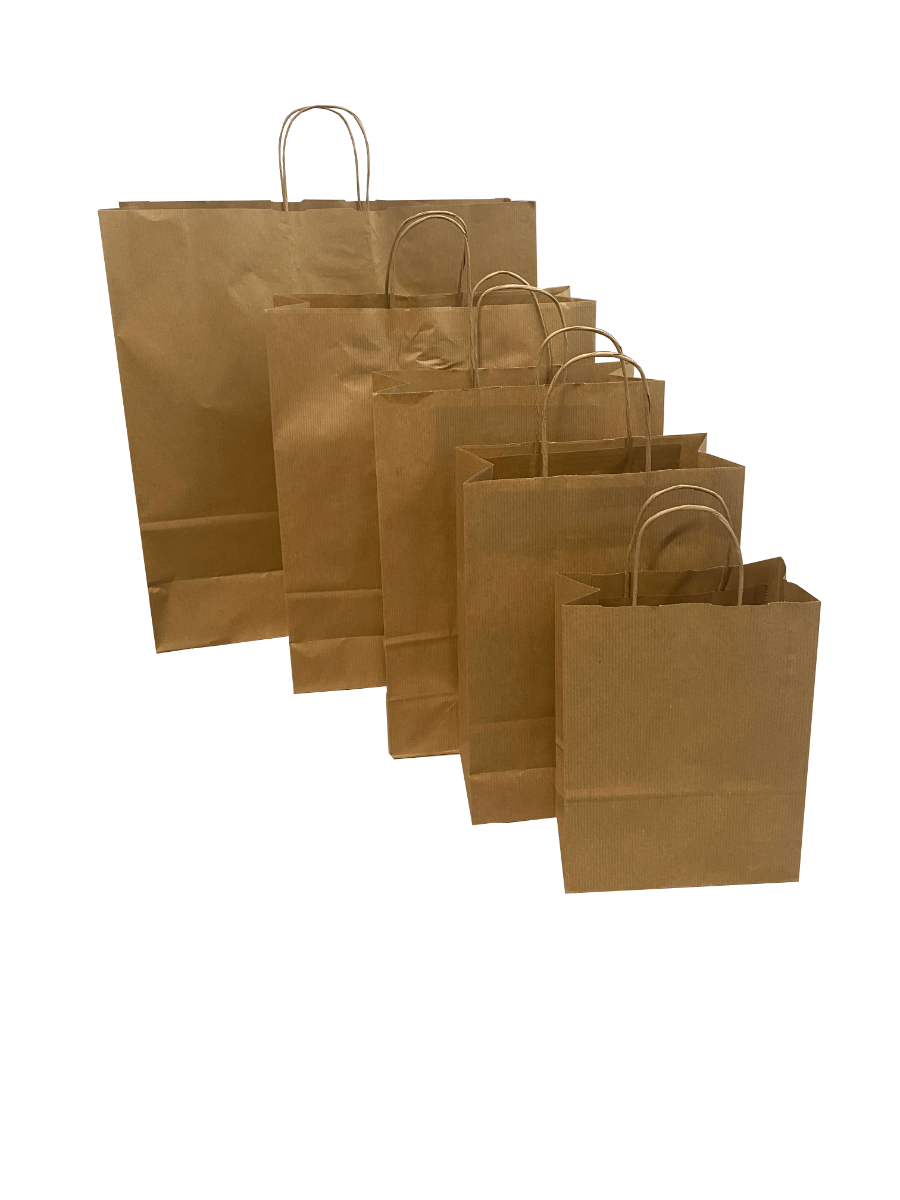 Shopper di carta marrone 32x12x41cm Kraft 100 grammi con manici cordino (50 pezzi) [PAMB3241]