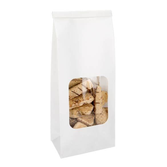Sacchetti kraft bianco richiudibili 10.8x6.4x26.7cm (100 pezzi) [TTW2W]