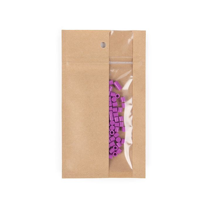 Sacchetto trasparente con chiusura a pressiones Kraft con verticale finestra 7.6x11.4 cm (100 pz) [HZBV3K]