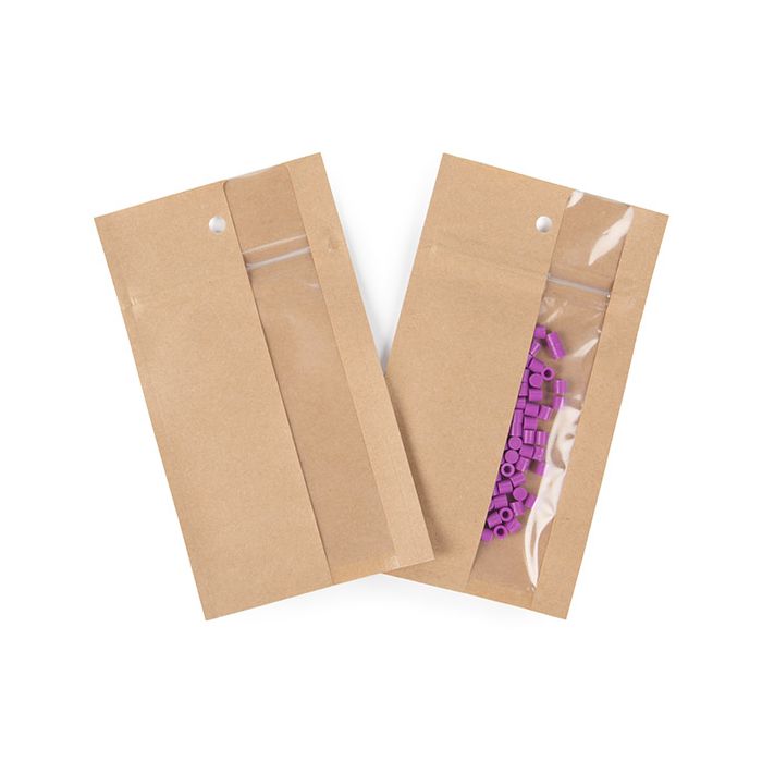 Sacchetto trasparente con chiusura a pressiones Kraft con verticale finestra 7.6x11.4 cm (100 pz) [HZBV3K]