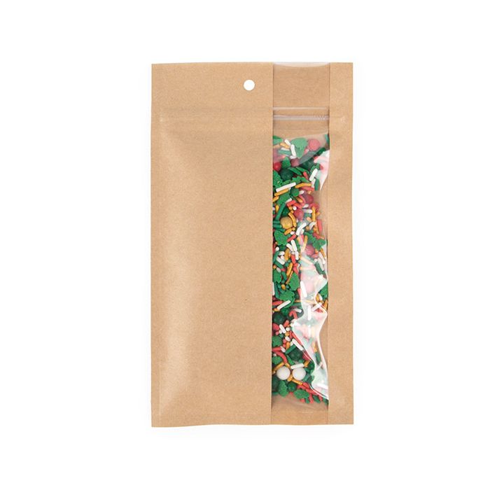 Sacchetto trasparente con chiusura a pressiones Kraft con verticale finestra 10.2x16.5 cm (100 pz) [HZBV5K]