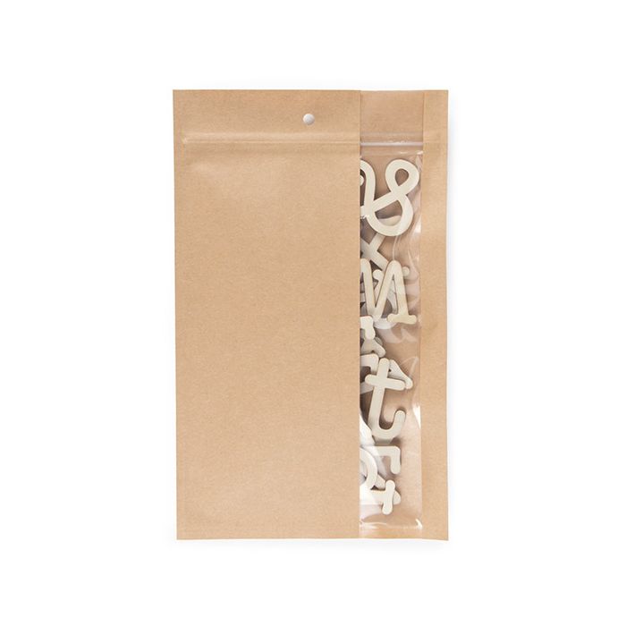 Sacchetto trasparente con chiusura a pressiones Kraft con verticale finestra 15.2x23.5 cm (100 pz) [HZBV7K]