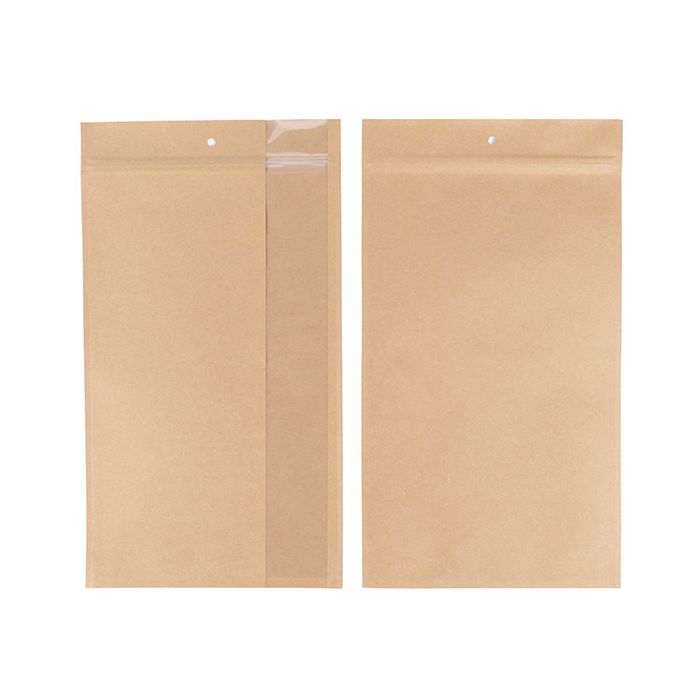 Grip Seal Bags Kraft With Vertical Window 17.8x30.5 cm