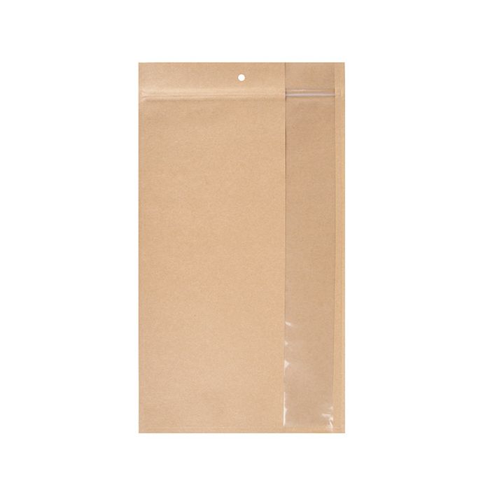 Sacchetto trasparente con chiusura a pressiones Kraft con verticale finestra17.8x30.5 cm (100 pz) [HZBV8K]