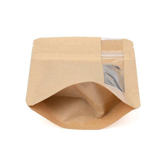 Buste doypack con verticale finestra Kraft 10.2x6x15.2 cm (100 pz) [ZBGV2K]