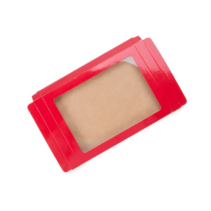 Scatola rossa Kraft con finestra 13,7x1,5x18,7cm (25 pezzi) [WGRG1]
