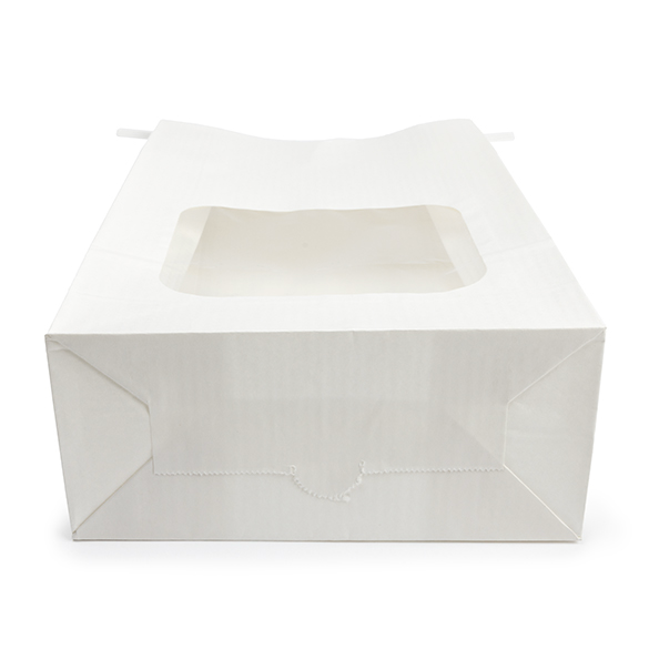 Sacchetto kraft bianco con finestra e chiusura tin tie 15,2x7x26,7cm (100 pz) [TTW3W]