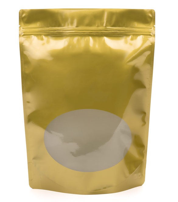 Buste doypack color oro con finestra ovale 21x9x29cm | 510 grammi (100 pezzi) [ZBGO5G]