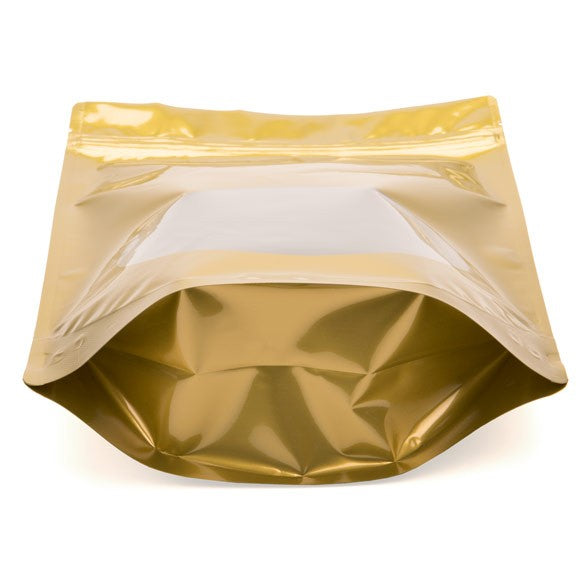 Buste doypack color oro con finestra ovale 21x9x29cm | 510 grammi (100 pezzi) [ZBGO5G]