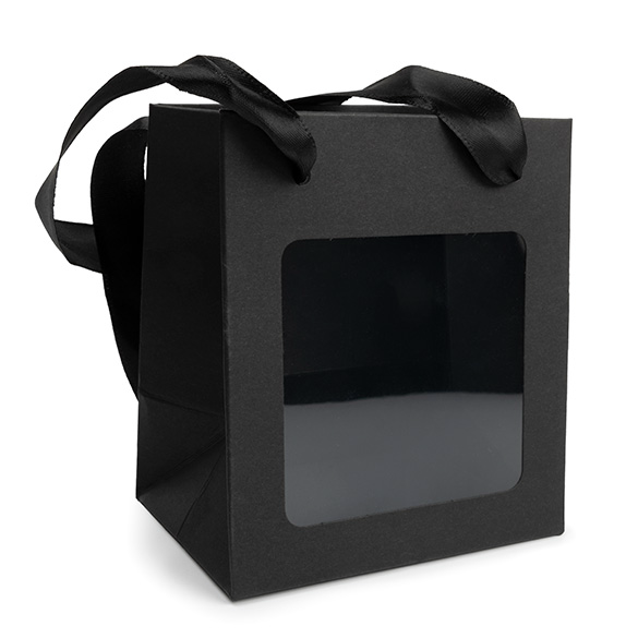 Sacchetto regalo nero con finestra 10,2x7x11,4cm (10 pz) [GMBW1B]