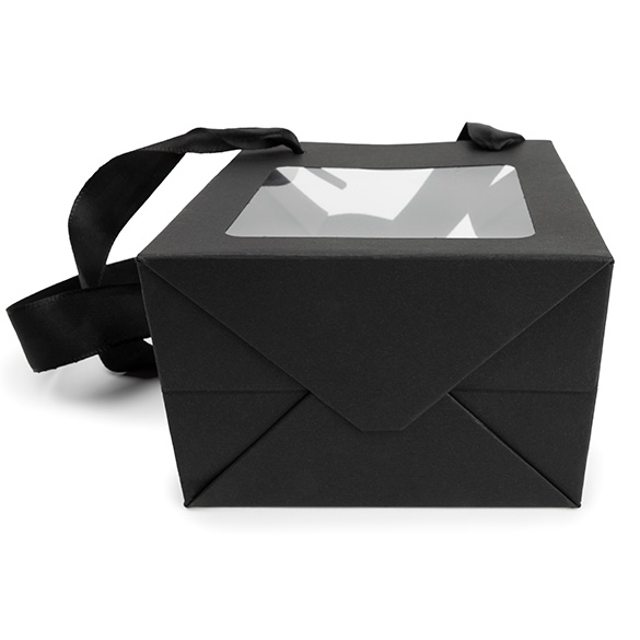 Sacchetto regalo nero con finestra 10,2x7x11,4cm (10 pz) [GMBW1B]