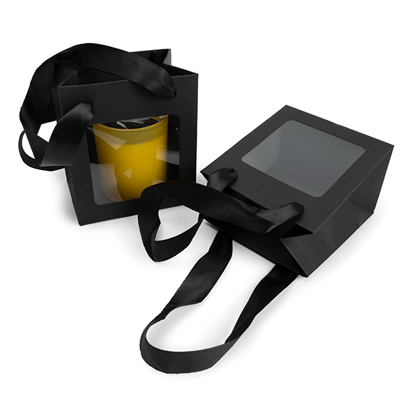 Sacchetto regalo nero con finestra 10,2x7x11,4cm (10 pz) [GMBW1B]