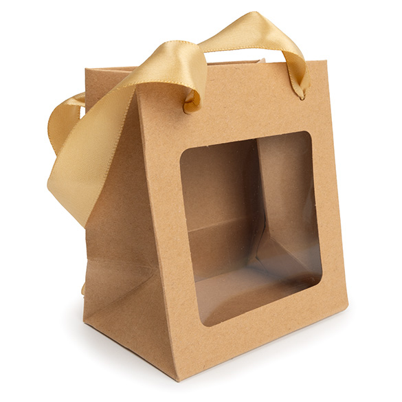 Sacchetto regalo kraft con finestra 10,2x7x11,4cm (10 pz) [GMBW1K]