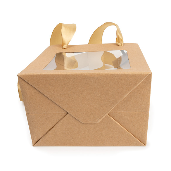 Sacchetto regalo kraft con finestra 10,2x7x11,4cm (10 pz) [GMBW1K]