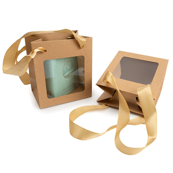 Sacchetto regalo kraft con finestra 10,2x7x11,4cm (10 pz) [GMBW1K]