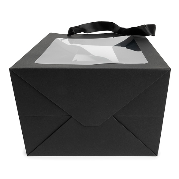 Sacchetto regalo nero con finestra 17,8x12,7x24,9cm (10 pz) [GMBW2B]