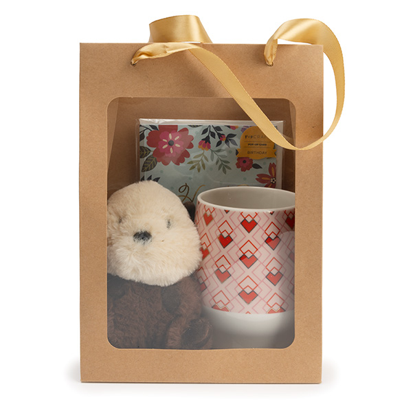 Sacchetto regalo kraft con finestra 17,8x12,7x24,9cm (10 pz) [GMBW2K]
