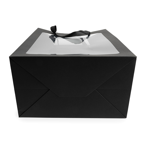 Sacchetto regalo nero con finestra 24,9x15,2x35,1cm (10 pz) [GMBW3B]