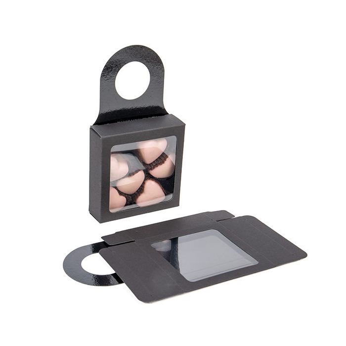 Scatola nera kraft con finestra 9 x 3 x 9 cm (25 pezzi) [FS356B]