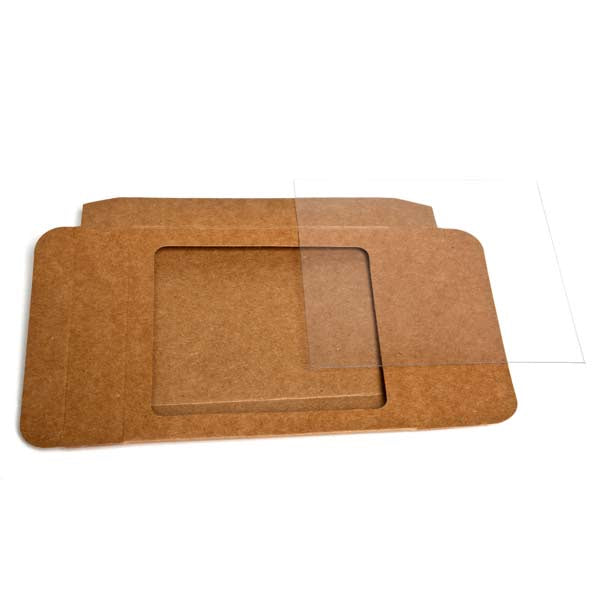 Scatoline in carta kraft 11.4x2.2x14.9cm finestra ritagliata (25 pezzi) [WKR247]