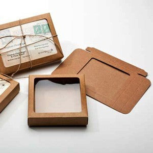 Scatoline in carta kraft 10.5x2.2x10.5cm finestra ritagliata (25 pezzi) [WKR245]