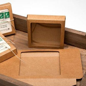 Scatoline in carta kraft 10.5x2.2x10.5cm finestra ritagliata (25 pezzi) [WKR245]