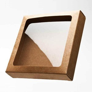 Scatoline in carta kraft 10.5x2.2x10.5cm finestra ritagliata (25 pezzi) [WKR245]