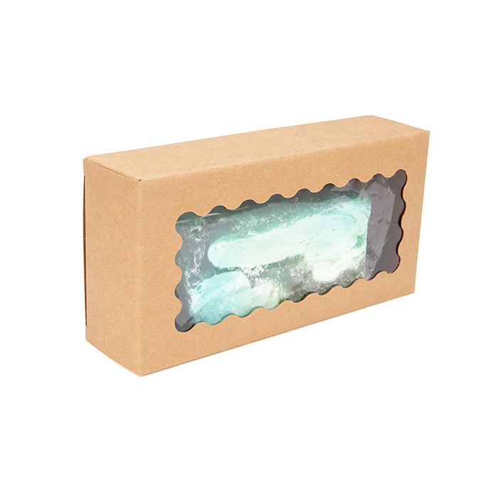 Scatole kraft con Scalloped finestra 7x3,7x14 cm (25 pezzi) [WKRG11]