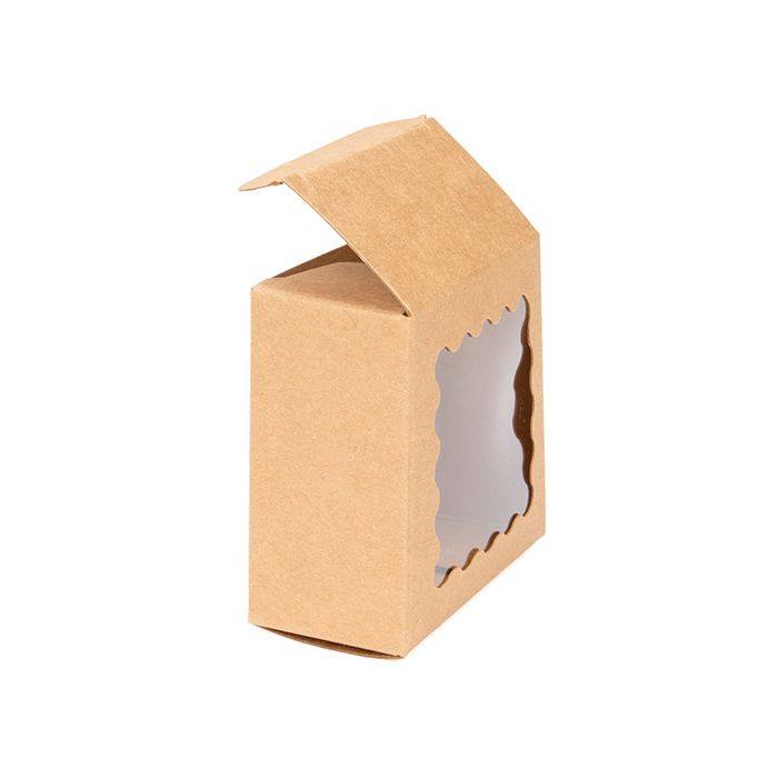 Scatole kraft con Scalloped finestra 7x3,7x7 cm (25 pezzi) [WKRG227]