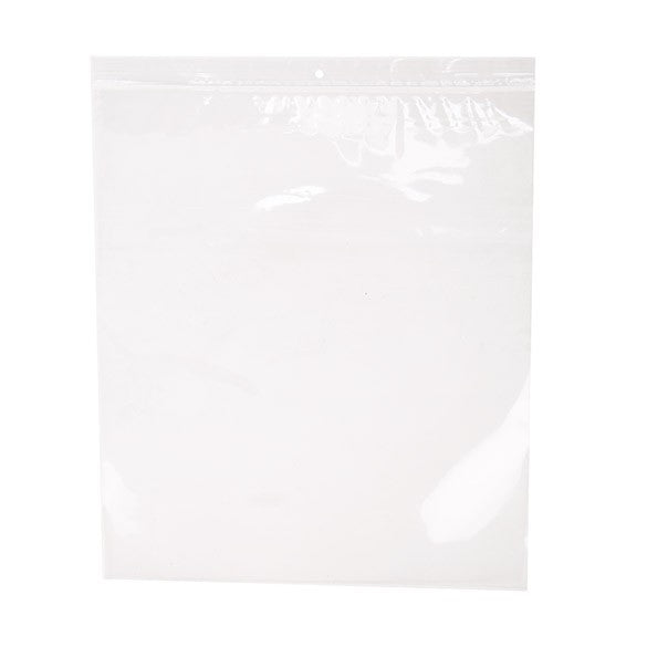 Sacchetto trasparente con chiusura a pressione e foro 33x38cm PP 75 microns (100 pezzi) [Z3R1315]