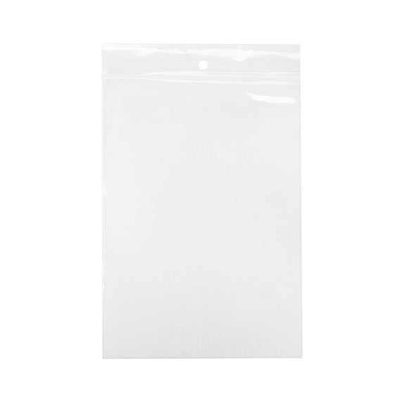 Sacchetto trasparente con chiusura a pressione e foro 12.5x18cm PP 75 microns (100 pezzi) [Z3R57]