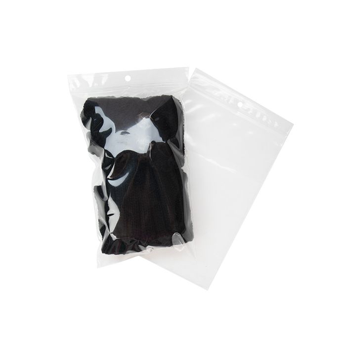 Grip Seal Bags with Hang hole 12.5x20.5cm Crystal Clear PP 75 micron