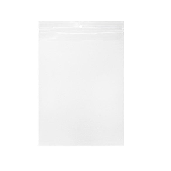 Sacchetto trasparente con chiusura a pressione e foro 15x20.5cm PP 100 microns (100 pezzi) [Z4R68]