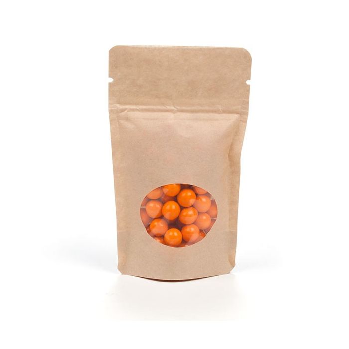 Stand Up Pouches Kraft with oval Window 8x5x13cm | 28 grams