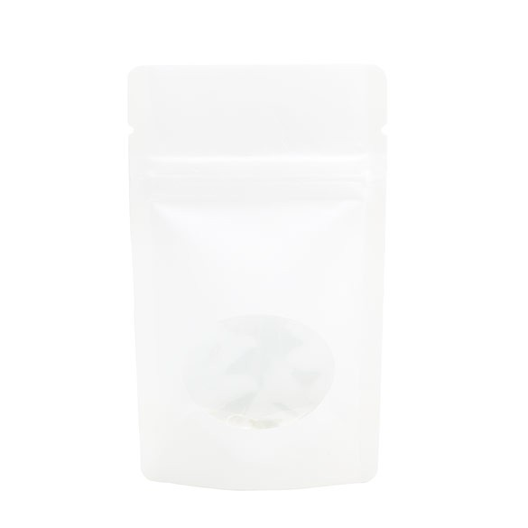 Buste doypack Kraft Bianco con finestra ovale 7.9x5.1x13cm | 28 grammi (100 pezzi) [ZBGO1WK]