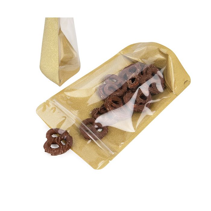 Buste doypack trasparente/Glitter oro 13x7,9x20,6 cm (100 pz) [ZBG3GLG]