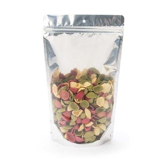 Buste doypack trasparenti/nero 17x9x28.5cm | 340 grammi con foro (100 pezzi) [ZBGB4H]