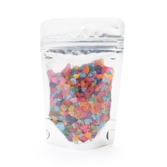 Buste doypack trasparenti/oro 9.5x5.7x15.7cm | 57 grammi con foro (100 pezzi) [ZBGG35H]