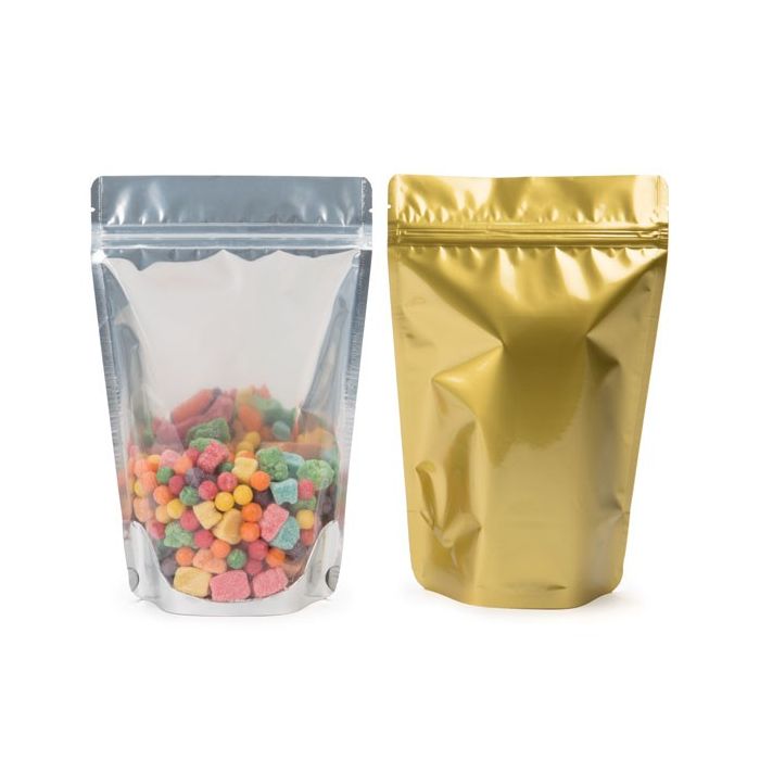 Buste doypack trasparenti/oro 15x9x23.2cm | 312 grammi (100 pezzi) [ZBGG7]