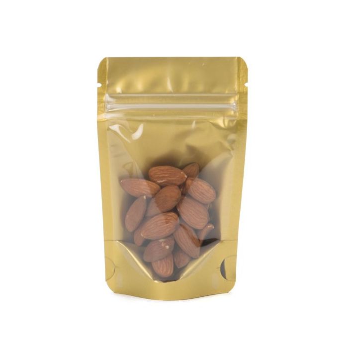 Buste doypack trasparenti/oro 12x7.5x18.5cm | 114 grammi (100 pezzi) [ZBGGC46]