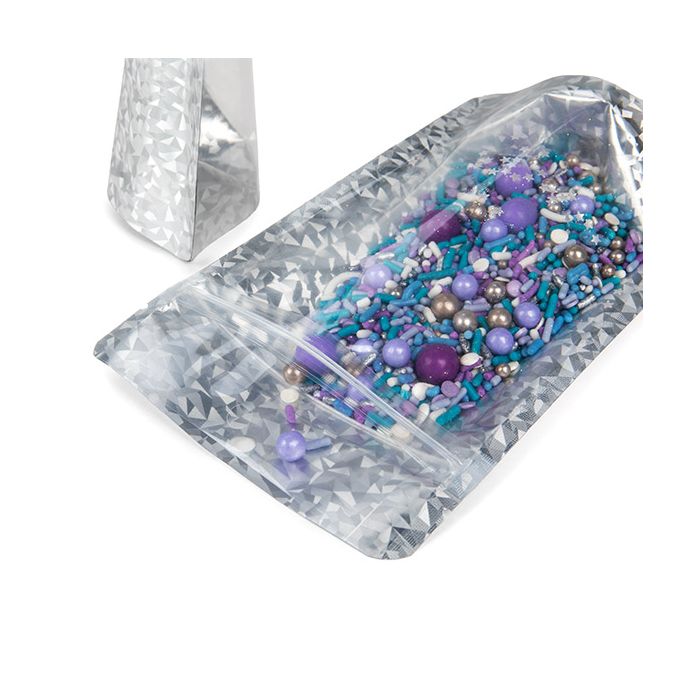 Buste doypack Trasparente/Gelato olografico 10,2x6x15,2 cm con foro di sospensione (25 pezzi) [ZBGHI2C]