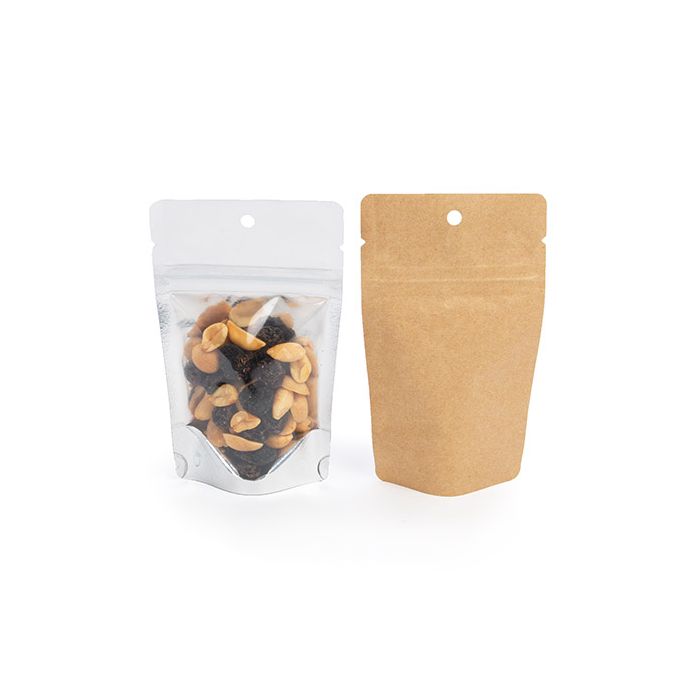 Stand Up Pouches Transparent/Kraft 7,9x5,1x13cm With Hanghole