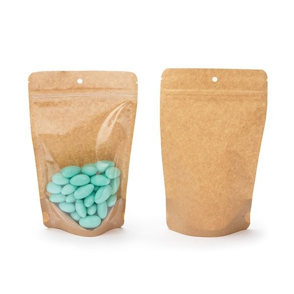 Buste doypack trasparenti/Kraft 13x8x20.5cm | 113 grammi con foro rotondo per appendere (100 pezzi) [ZBGKC3H]