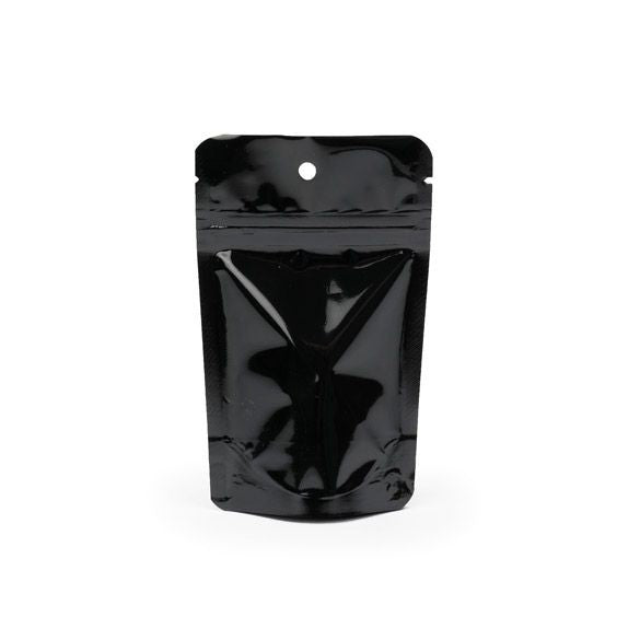 Buste doypack nere 10x6x15cm | 57 grammi con foro rotondo per appendere (100 pezzi) [ZBGM2BH]