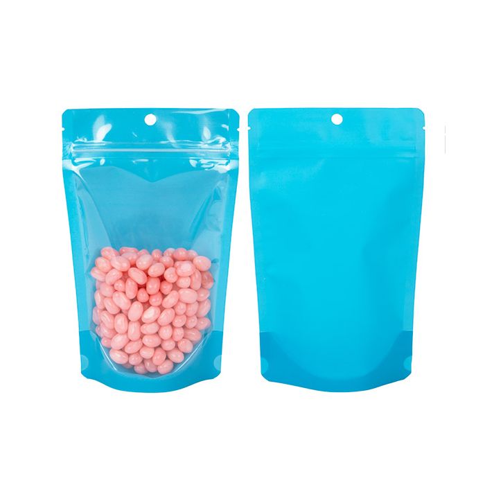 Buste doypack Trasparente/blu neon 13x7,9x20,6 cm (100 pz) [ZBGN3BL]