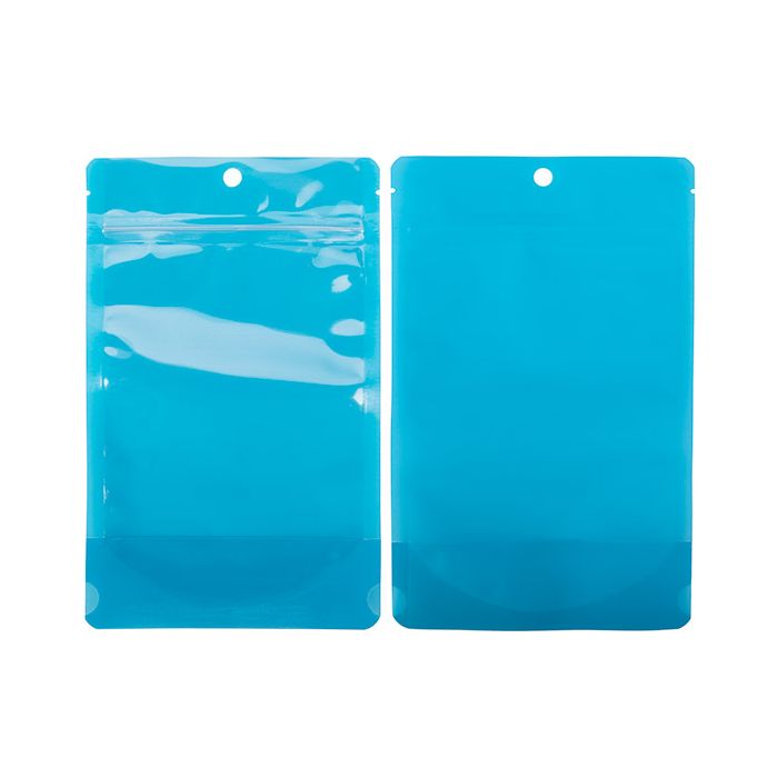 Buste doypack Trasparente/blu neon 13x7,9x20,6 cm (100 pz) [ZBGN3BL]