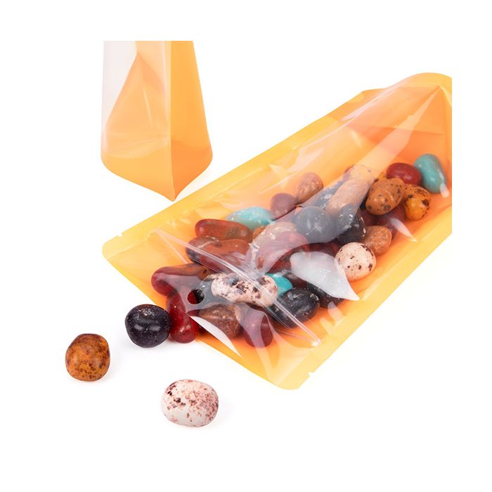 Buste doypack Trasparente/Neon Arancione 13x7,9x20,6 cm (100 pz) [ZBGN3OR]