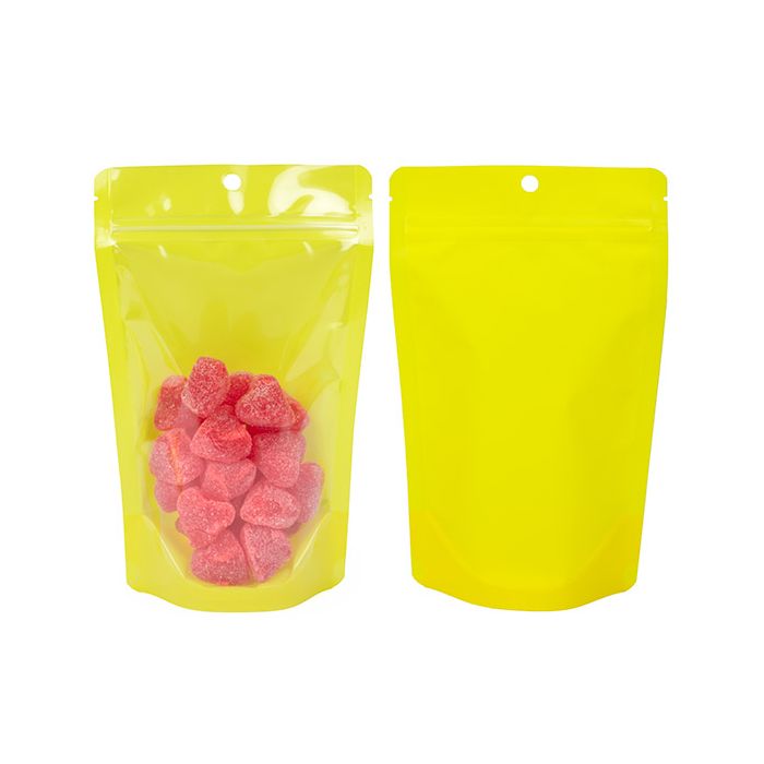 Buste doypack Trasparente/Neon Giallo 13x7,9x20,6 cm (100 pz) [ZBGN3YW]