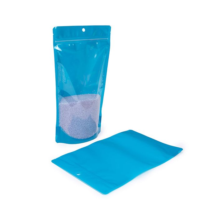 Buste doypack Trasparente/blu neon 17,2x8,9x28,6 cm (100 pz) [ZBGN4BL]